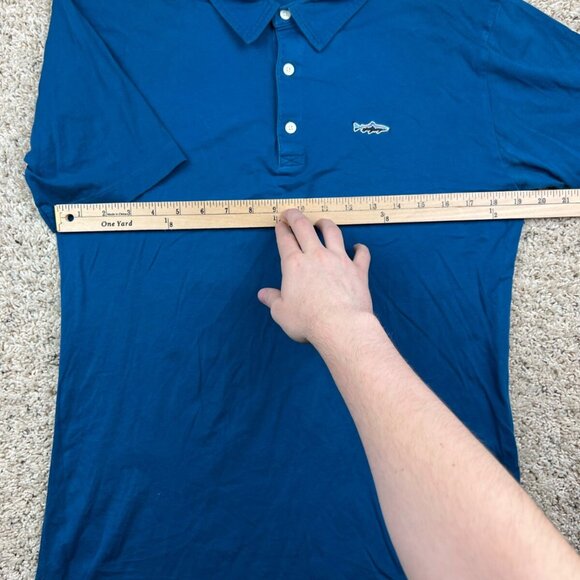 Patagonia Mens Polo Shirt Blue Medium Solid Button Short Sleeve Organic Cotton - Picture 5 of 8